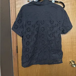 Black Eyelet Short Sleeve Shirt American Eagle NWT medium thumbnail 4