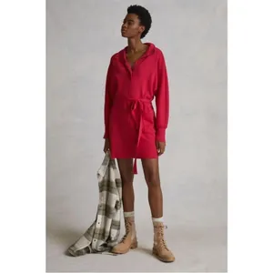 ANTHROPOLOGIE Daily Practice Polo Knit Mini Tunic Dress Hot Pink Small NEW thumbnail 4