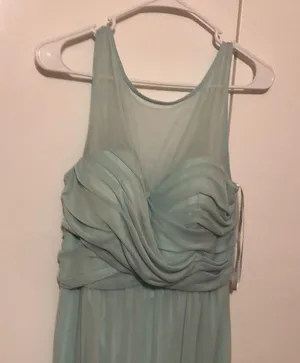 David’s Bridal Long Mint Mesh Bridesmaid Dress Size 12 thumbnail 3