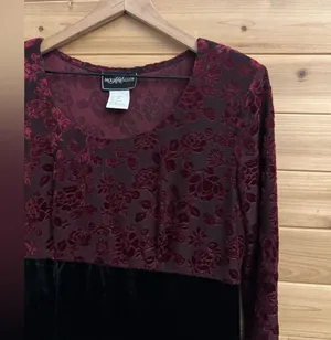 Vintage Molly Malloy Medium Floral Burnout Velvet Long Sleeve Whimsigoth Dress thumbnail 5