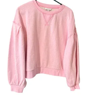Topshop Womens Pink Puff Sleeve Crewneck Sweatshirt Pullover M Comfort Oversized thumbnail 1