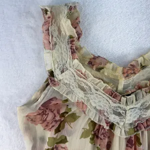 VTG Y2K Passport S Babydoll Top Floral Lace Ruffle Romantic Coquette Cottagecore thumbnail 5