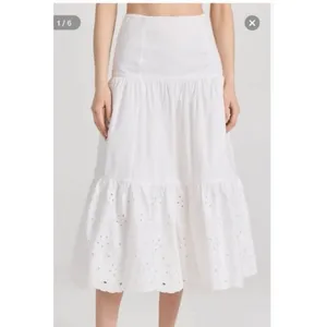 En Saison Byblos White Eyelet Tiered Midi‎ Skirt Cotton Boho Sz M NWT thumbnail 10