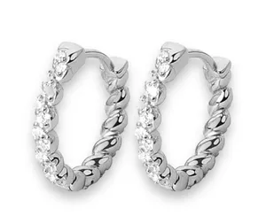 14mm Small Silver Hoop Earrings for Women Personality Fashion Simple Style thumbnail 1