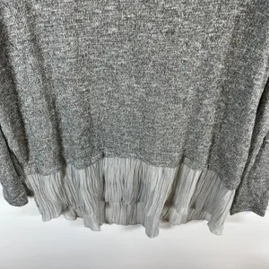 Abercrombie‎ & Fitch Womens Medium Silver Metallic Knit Pleated Hem Top NWT thumbnail 3