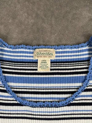 VTG St. John's Bay Top Women's L Blue Striped Sleeveless Fairy Indie Grunge Y2K thumbnail 5
