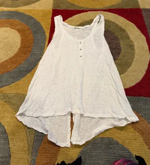 AG Jeans Adriano Goldschmied 100% Linen White Tank Top Henley Tie Back Small thumbnail 1