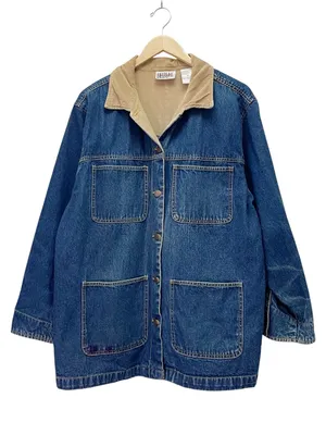Vintage Bill Blass Jeans Denim Chore Jacket XL Corduroy Collar Barn Workwear thumbnail 2