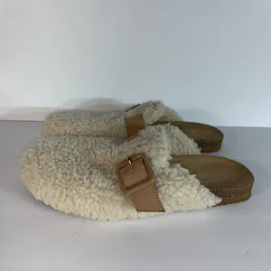 J. Crew Sherpa Buckle Clog Slippers in Tan/Cream, Women’s Size 8 thumbnail 3