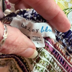 Bailey Blue L Multicolor Patchwork Maxi Dress Sleeveless Tie Waist Boho Floral thumbnail 8
