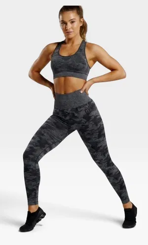 Gymshark Adapt Camo Seamless High-Waist Leggings Black & Charcoal Gray S/M thumbnail 1