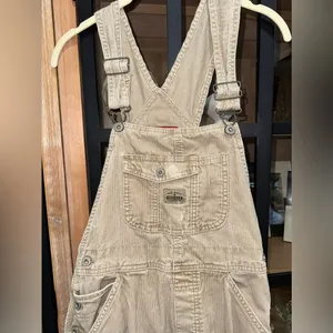 Vintage 2000 Old Navy Overalls corduroy khaki beige long adjustable y2k utility thumbnail 5
