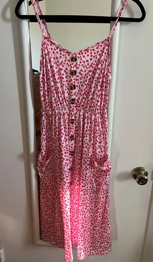 White And Red Floral Midi Dress thumbnail 1