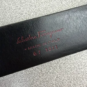 Salvatore Ferragamo Belt Mens 36 Black Patent Leather Silver Buckle Designer thumbnail 10