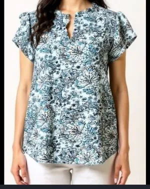 Ann Taylor LOFT Floral Print V Neck Blouse Size Small thumbnail 1