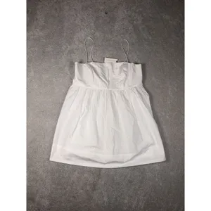Anthropologie nwt maeve White Pintuck Smocked Babydoll Mini Dress Medium NWT Smocked thumbnail 6