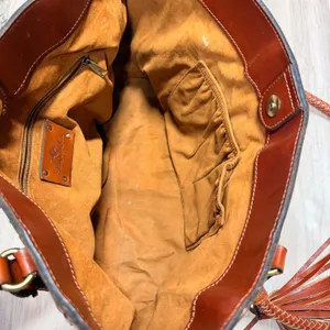 Patricia Nash Cameley Tote Italian Leather Heritage‎ Tan Braided Handle Bag thumbnail 4