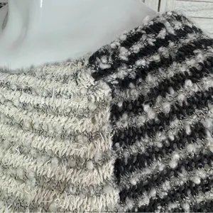 Loft Striped Boucle Knit Pullover Sweater Tan‎ Grey Black XS Colorblock thumbnail 7
