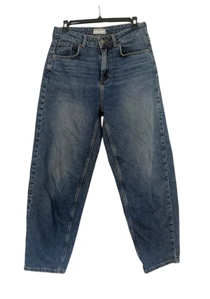 Free People Barrel Leg Baggy Oversized Jeans Medium Blue Wash Size 28 thumbnail 1