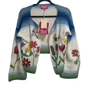 NEW NWT Rose Carmine Garden Party Bolero Cardigan Sweater Multi Floral thumbnail 4