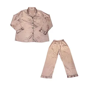 SWOMOG Satin Pajama Set Size L Pink Sleepwear Long Sleeve Two Piece thumbnail 1