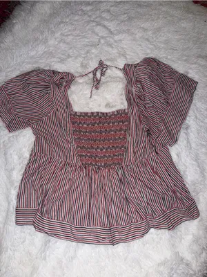 Old Navy Striped Red and Navy Blue Women’s Babydoll Top size 2X thumbnail 2