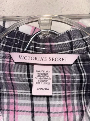 Victorias Secret Pink and Black‎ Sparkle Plaid Pajama Set Womens Medium thumbnail 4