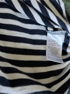 Toad&Co Striped Long Sleeve V-Neck Top Medium Navy Blue White Organic Cotton thumbnail 8