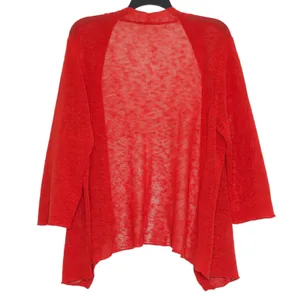 Eileen Fisher Cardigan Linen Blend Open Knit 3/4 Sleeve Breathable Travel Red 3X thumbnail 4