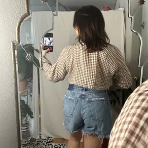 Urban Outfitters Out From Under Alice Tie-Front Top Brown Gingham Size Small thumbnail 2