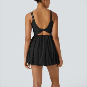 Halara Breezeful U Neck Double Straps Cut Out Quick Dry Mini Casual Bubble Dress thumbnail 4