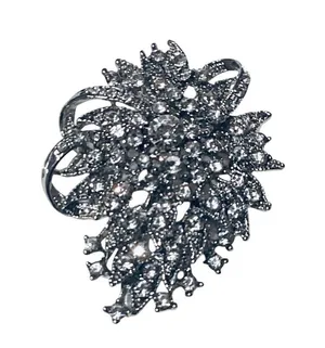 Belagio Women's Bouquet Rhinestone Brooch, Silver thumbnail 2