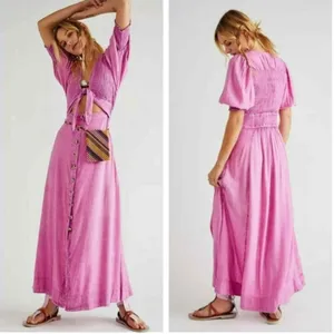 Free People Dress String Of Hearts Maxi Dress Pink‎ XS NWT thumbnail 2