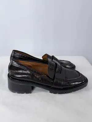 & Other Stories Croc Embossed Block‎ Heel Loafers in Dark Brown Size 10.5 thumbnail 5