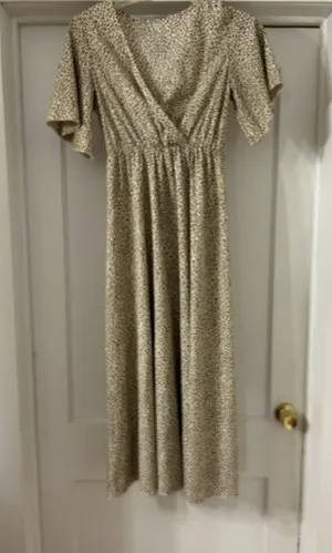 SHEIN Short Sleeve Leopard Print Long Maxi Dress Size XS 2 Teacher Modest Fun thumbnail 1