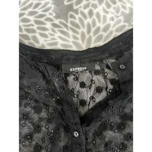 Express Black Sheer Floral Long Sleeve Blouse Large Goth Chic Romantic Whimsigoth Top thumbnail 2