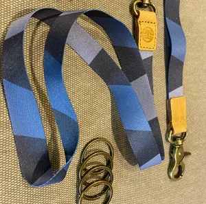 Boutique blue geometric lanyard wristlet Keyring Clip thumbnail 2