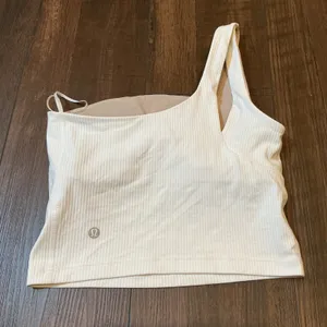 Lululemon Ribbed One-Shoulder Yoga Tank Top Cream LW1ESSS Size 2 Activewear thumbnail 1