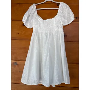 NWT Lulus Sunny Day Stunner White Eyelet Embroidered Babydoll Dress LWD Party L thumbnail 5