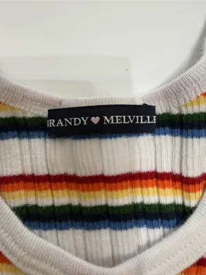 Brandy Melville Striped Ribbed Tank Top in White Multicolor thumbnail 3