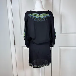Metropark Boho Embroidered Peacock Tunic Dress Festival Resort Rayon Small Artsy thumbnail 2