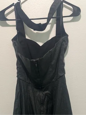 Collectif Black Cross-Neck Fit-and-Flare Midi Dress thumbnail 6