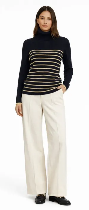 Lauren Ralph Lauren Y2K Gold Metallic Striped Classic Long Sleeve Sweater Large thumbnail 1
