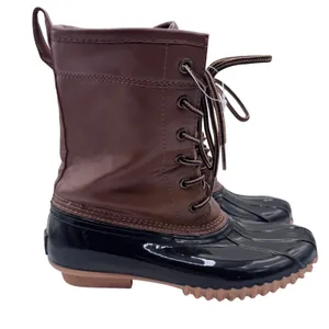 Sporto 8M Black Brown Duck Boots‎ Women Ariel Lace Up Winter Rain thumbnail 1