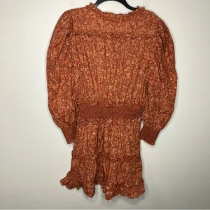 House of Harlow 1960 long sleeve puffed sleeve dress v-neck rust‎ size Medium thumbnail 10