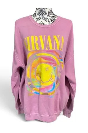 Urban Outfitter Nirvana Smile Oversized Sweatshirt Sz-Small Medium thumbnail 1