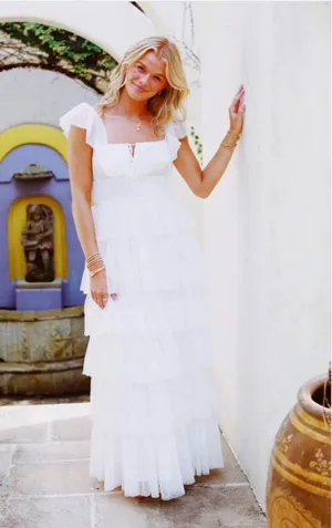 Pretty Lavish Tulle Maxi Dress White Size M thumbnail 1