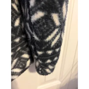 Womens XL Fleece Jacket Black‎ White Snowflake Zip Up Rhinestone Sparkle thumbnail 4