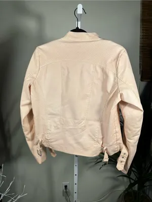 399. J2 faux leather moto/racer jacket in peach color thumbnail 3