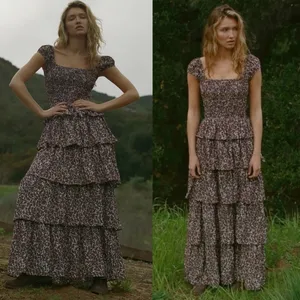 Ciao Lucia Catalina‎ Square Neck Tiered Maxi Dress Medium NWOT thumbnail 5
